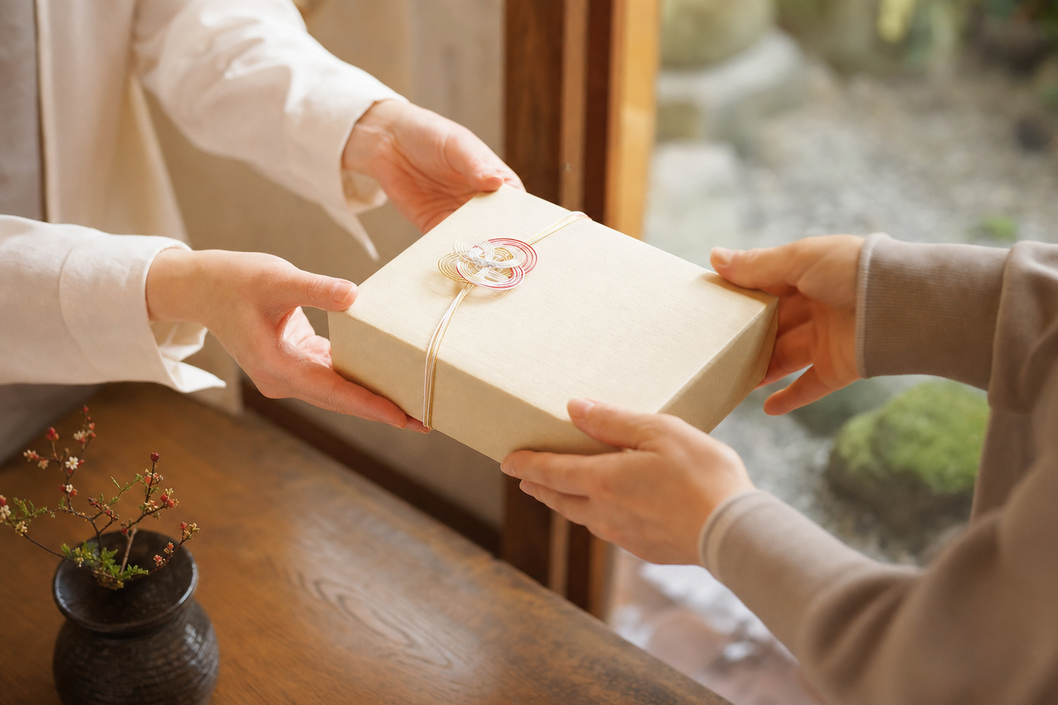 お届け日｜贈答品の受け渡し、和の玄関先